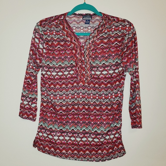 Uniti Casual Women's Stretch 3/4 Sleeve Multi Color Top 140 - Picture 7 of 7